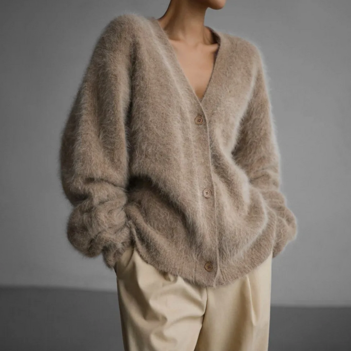 Lisan | Oversized ladies' mohair cardigan - soft button closure