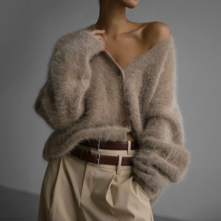 Lisan | Oversized ladies' mohair cardigan - soft button closure