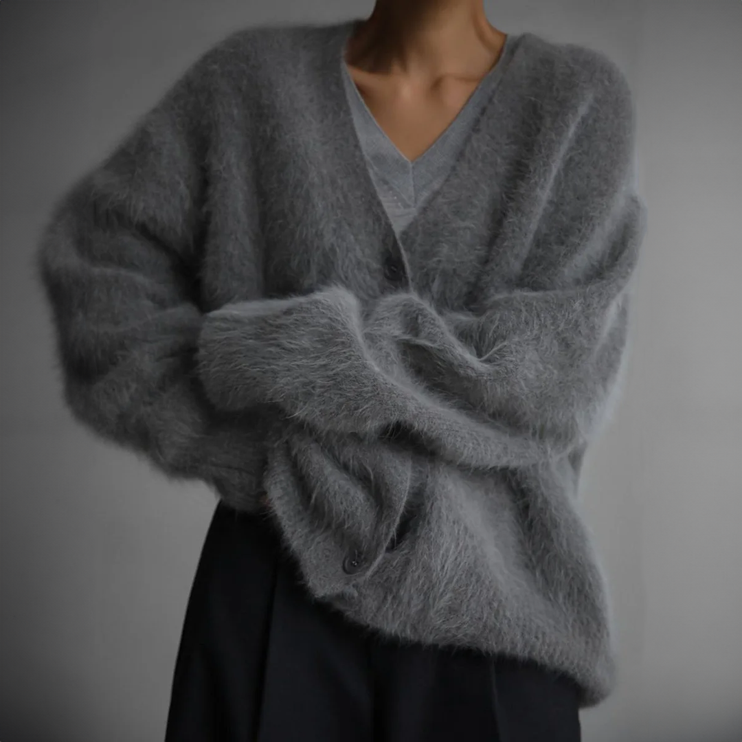 Lisan | Oversized ladies' mohair cardigan - soft button closure