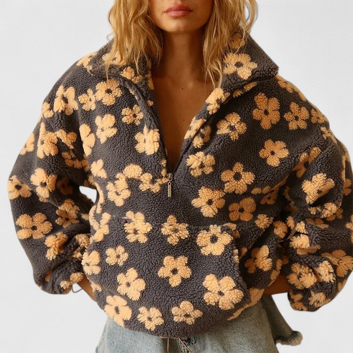 Hadleigh | Floral Zip Women’s Sweater