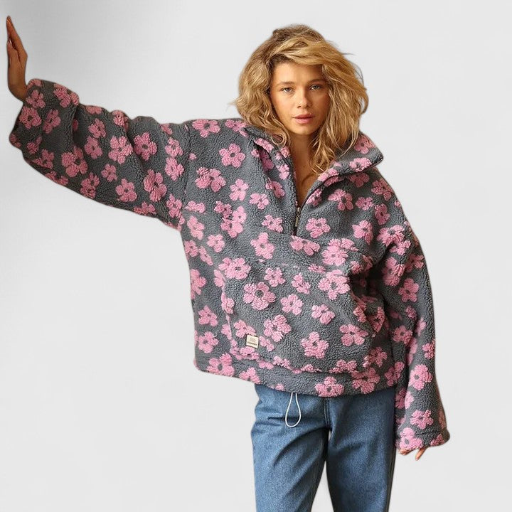 Hadleigh | Floral Zip Women’s Sweater