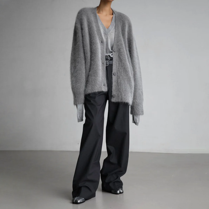Lisan | Oversized ladies' mohair cardigan - soft button closure