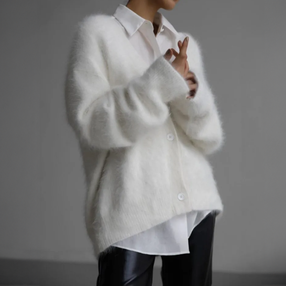 Lisan | Oversized ladies' mohair cardigan - soft button closure